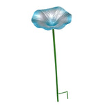Maxbell Bird Bath Morning Glory Shape with Stand Feeding Bowl for Lawn Patio Outside blue