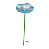 Maxbell Bird Bath Morning Glory Shape with Stand Feeding Bowl for Lawn Patio Outside blue
