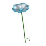 Maxbell Bird Bath Morning Glory Shape with Stand Feeding Bowl for Lawn Patio Outside blue