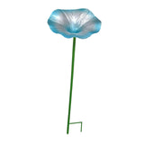 Maxbell Bird Bath Morning Glory Shape with Stand Feeding Bowl for Lawn Patio Outside blue