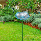 Maxbell Bird Bath Morning Glory Shape with Stand Feeding Bowl for Lawn Patio Outside blue