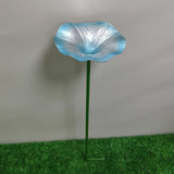 Maxbell Bird Bath Morning Glory Shape with Stand Feeding Bowl for Lawn Patio Outside blue