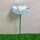 Maxbell Bird Bath Morning Glory Shape with Stand Feeding Bowl for Lawn Patio Outside blue