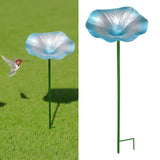 Maxbell Bird Bath Morning Glory Shape with Stand Feeding Bowl for Lawn Patio Outside blue