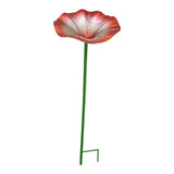 Maxbell Bird Bath Morning Glory Shape with Stand Feeding Bowl for Lawn Patio Outside red