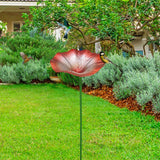 Maxbell Bird Bath Morning Glory Shape with Stand Feeding Bowl for Lawn Patio Outside red