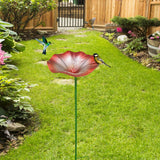 Maxbell Bird Bath Morning Glory Shape with Stand Feeding Bowl for Lawn Patio Outside red