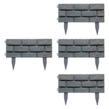Maxbell 4 Pieces Garden Fence Edging Decorative for Landscaping Path Sidewalks Lawns Gray