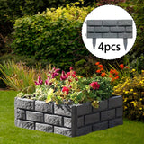 Maxbell 4 Pieces Garden Fence Edging Decorative for Landscaping Path Sidewalks Lawns Gray