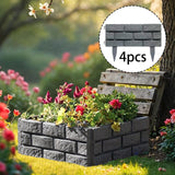 Maxbell 4 Pieces Garden Fence Edging Decorative for Landscaping Path Sidewalks Lawns Gray