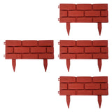 Maxbell 4 Pieces Garden Fence Edging Decorative for Landscaping Path Sidewalks Lawns Red