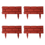 Maxbell 4 Pieces Garden Fence Edging Decorative for Landscaping Path Sidewalks Lawns Red