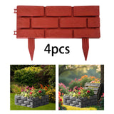 Maxbell 4 Pieces Garden Fence Edging Decorative for Landscaping Path Sidewalks Lawns Red