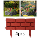 Maxbell 4 Pieces Garden Fence Edging Decorative for Landscaping Path Sidewalks Lawns Red