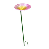 Maxbell Bird Feeder Station Metal Ornament Metal Bee Cup for Outdoor Courtyard Patio Pink