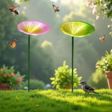 Maxbell Bird Feeder Station Metal Ornament Metal Bee Cup for Outdoor Courtyard Patio Pink