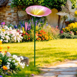 Maxbell Bird Feeder Station Metal Ornament Metal Bee Cup for Outdoor Courtyard Patio Pink