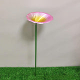 Maxbell Bird Feeder Station Metal Ornament Metal Bee Cup for Outdoor Courtyard Patio Pink