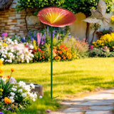 Maxbell Bird Feeder Station Metal Ornament Metal Bee Cup for Outdoor Courtyard Patio Red