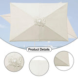 Maxbell Umbrella Replacement Canopy 200cmx300cm Waterproof for Outdoor Use Home Deck Beige White