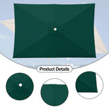 Maxbell Umbrella Replacement Canopy 200cmx300cm Waterproof for Outdoor Use Home Deck Dark green