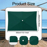 Maxbell Umbrella Replacement Canopy 200cmx300cm Waterproof for Outdoor Use Home Deck Dark green