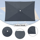 Maxbell Umbrella Replacement Canopy 200cmx300cm Waterproof for Outdoor Use Home Deck Gray