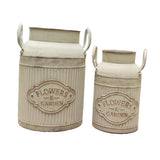 Maxbell 2x Flower Rustic Jug Milk Jug Vase for Kitchen Living Room Table Centerpiece