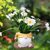 Maxbell Swing Hanging Planter Resin Cute Gnome Figurine for Front Porch Patio Garden