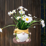 Maxbell Swing Hanging Planter Resin Cute Gnome Figurine for Front Porch Patio Garden