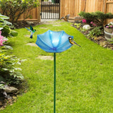 Maxbell Bird Drinker Decorative Easy to Use Bird Bath for Outdoor Courtyard Backyard Blue