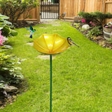 Maxbell Bird Drinker Decorative Easy to Use Bird Bath for Outdoor Courtyard Backyard Yellow
