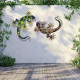 Maxbell Metal Lizard Wall Decor Metal Animal Statues for Home Garden Indoor Outdoor 30.8x23cm Brown