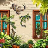 Maxbell Metal Lizard Wall Decor Metal Animal Statues for Home Garden Indoor Outdoor 30.8x23cm Brown