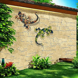 Maxbell Metal Lizard Wall Decor Metal Animal Statues for Home Garden Indoor Outdoor 30.8x23cm Brown