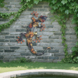Maxbell Metal Lizard Wall Decor Metal Animal Statues for Home Garden Indoor Outdoor 30.8x23cm Brown