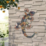 Maxbell Metal Lizard Wall Decor Metal Animal Statues for Home Garden Indoor Outdoor 30.8x23cm Brown