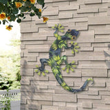 Maxbell Metal Lizard Wall Decor Metal Animal Statues for Home Garden Indoor Outdoor 30.8x23cm Green