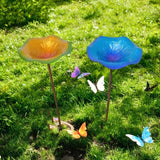 Maxbell Bird Baths for Outdoors Gifts Birdfeeder with Metal Stake for Kids Blue