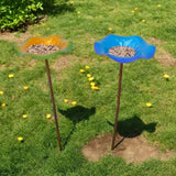Maxbell Bird Baths for Outdoors Gifts Birdfeeder with Metal Stake for Kids Blue