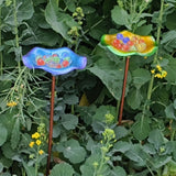 Maxbell Bird Baths for Outdoors Gifts Birdfeeder with Metal Stake for Kids Blue