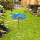 Maxbell Bird Baths for Outdoors Gifts Birdfeeder with Metal Stake for Kids Blue