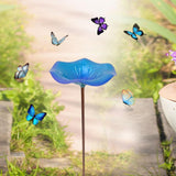 Maxbell Bird Baths for Outdoors Gifts Birdfeeder with Metal Stake for Kids Blue