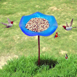 Maxbell Bird Baths for Outdoors Gifts Birdfeeder with Metal Stake for Kids Blue