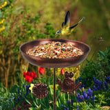 Maxbell Iron Bird Bath for Outdoor Rustic Garden Supplies for Outside Backyard Patio