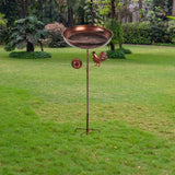 Maxbell Iron Bird Bath for Outdoor Rustic Multipurpose Birdfeeder for Courtyard Lawn