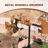 Maxbell Drummer Windmill Wind Sculpture Decoration Art Sculpture for Home Patio Lawn Gold