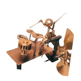 Maxbell Drummer Windmill Wind Sculpture Decoration Art Sculpture for Home Patio Lawn Gold