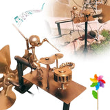 Maxbell Drummer Windmill Wind Sculpture Decoration Art Sculpture for Home Patio Lawn Gold