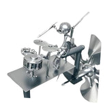 Maxbell Drummer Windmill Wind Sculpture Decoration Art Sculpture for Home Patio Lawn Silver